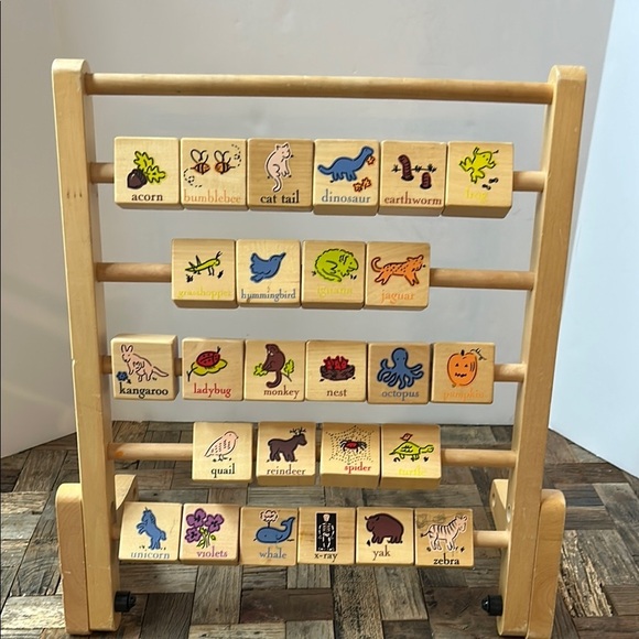 Pottery Barn Kids Wooden Alphabet Abacus Learning Toy - Picture 1 of 14